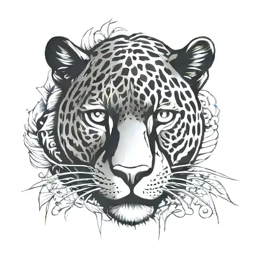 Black Jaguar Front Face Drawn