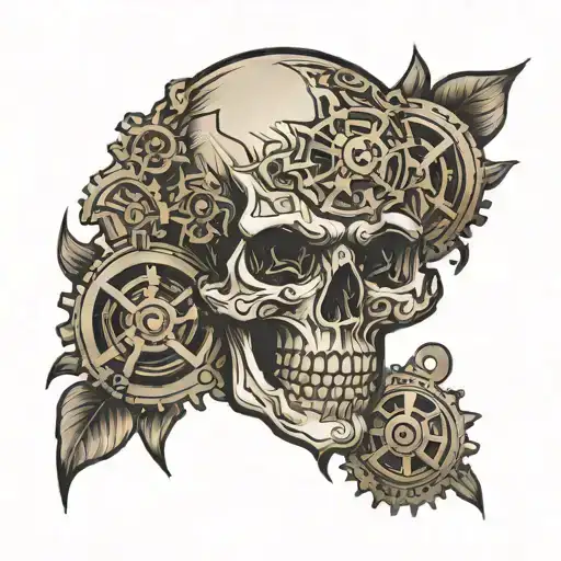 Skull And Cogs Clock