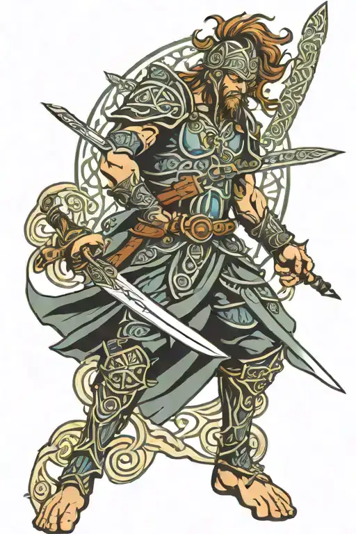 Celtic Warrior Wielding A Sword