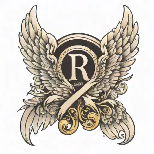 Angel Wings With An R In The Middle For A Wrist