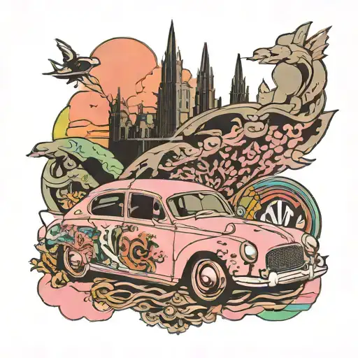 Pink Floyd And Baku With Car