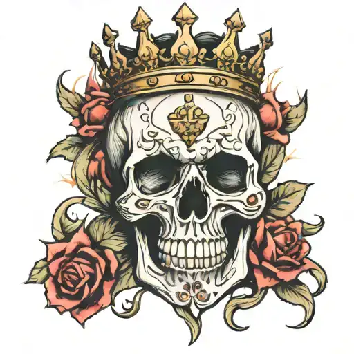 Skull With Crown Surrounded By Women