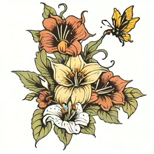 Bouquet Fine Line With Cala Lily And Poppy Flowers