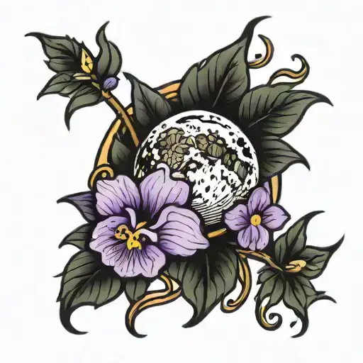 Moon And Violets