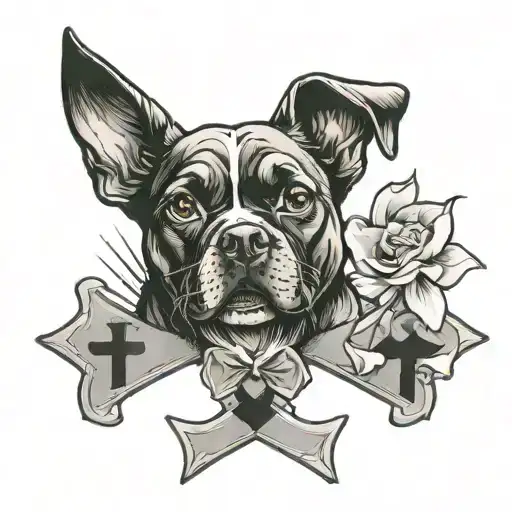 Dog With Cross And Happy Face Made