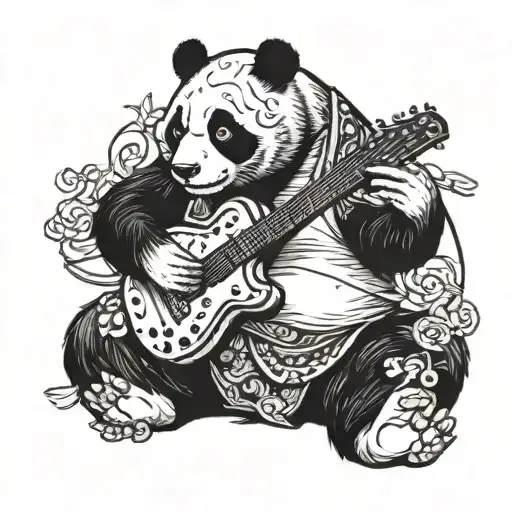 Yakuza Panda Playing A Guitar