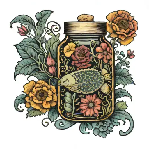 A Pickled Jar Of Tardigrades Surrounded By Intricate Floral Patterns
