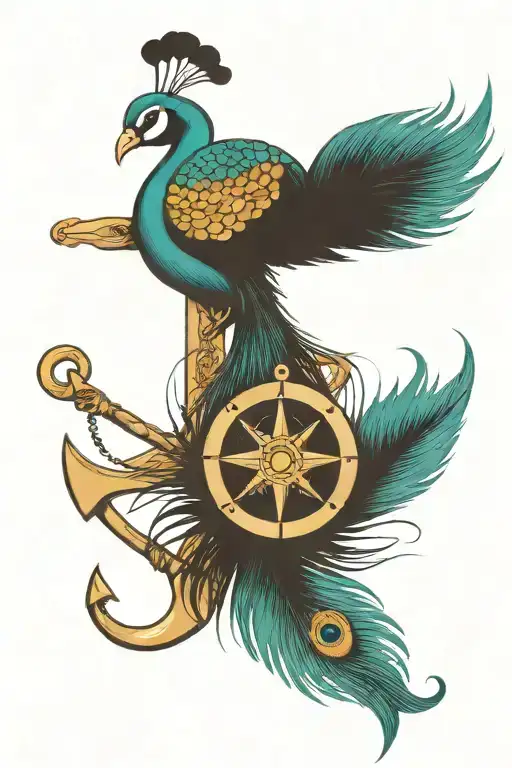 Anchor And Peacock Feather