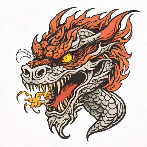 Flame Smoke Fire Breath Dragon Head Red Eye