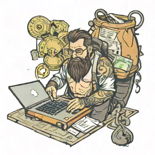 Developer Coding Laptop And Money Bag