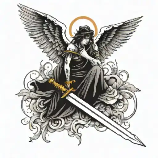 Fallen Angel Holding A Sword