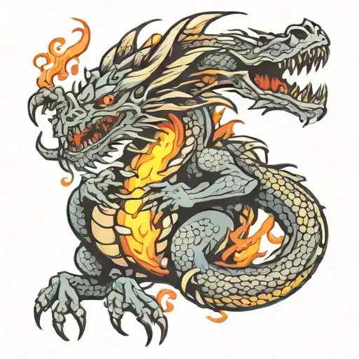 Dragon Breathing Fire Monster Emerging