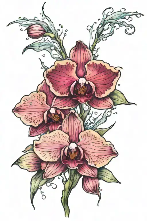 Water Color Orchid Blooming Underwater