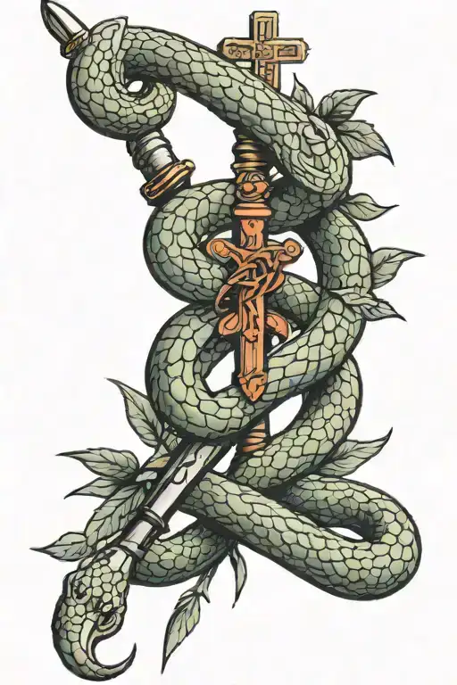 Snake With Cross As A Sword