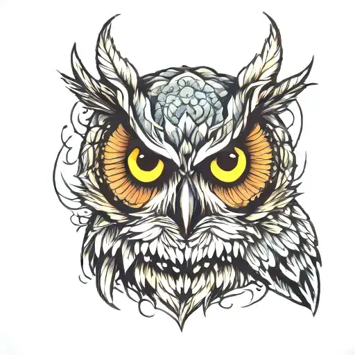 Owl Head With Mountains