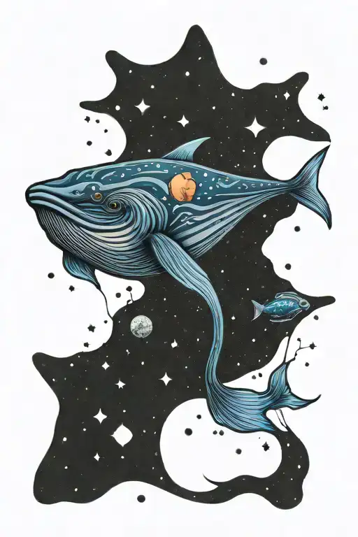 One Blue Whale Swims In An Ocean Of Stars And Planets