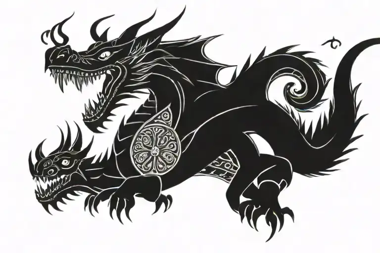 Dragon With Moroccan Tribal Half Chest And Shulder