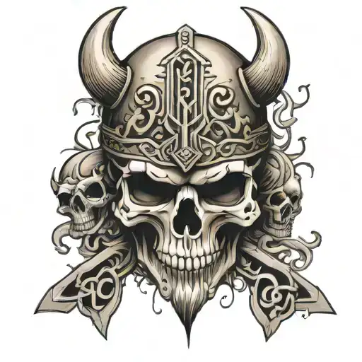 Skull Viking Runes