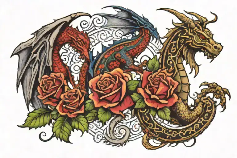 2 Somerset Dragons And Yorkshire Rose Surrounded
