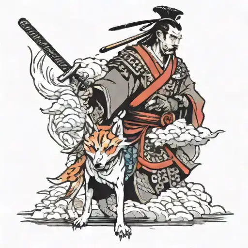 Samurai With Dog At His Side