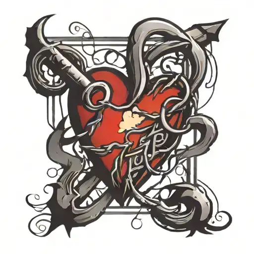 Barbed Iron With A Broken Heart And The Writing My Heart Get Up Underneath