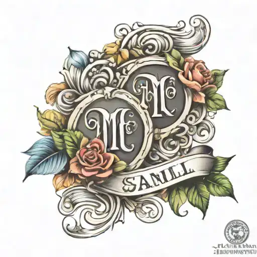 Samll Mother And Father In Italian Tattoo With Their Birthdays In Roman Numerals And Name