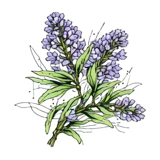 Tattoo Of One Branch Of Lavender Around The Wrist As A Bracelet In A Minimalist Style