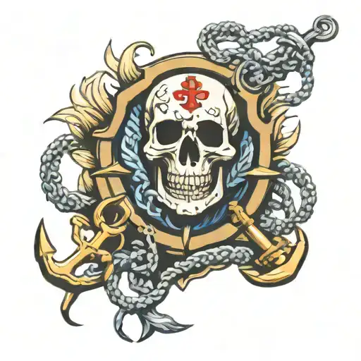 Navy Anchor Dog Tags Skull