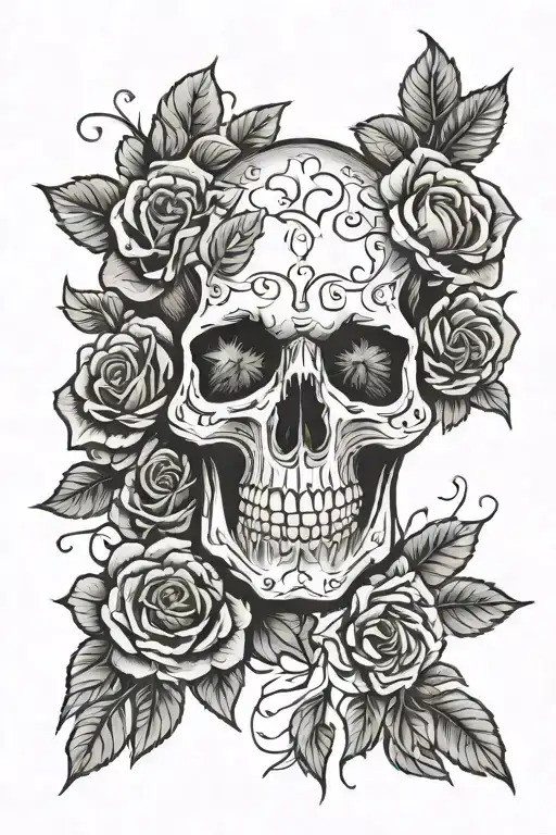 Skull With Roses Surrounding