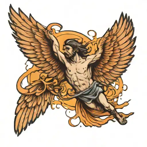 Icarus Falling With Melting Wings