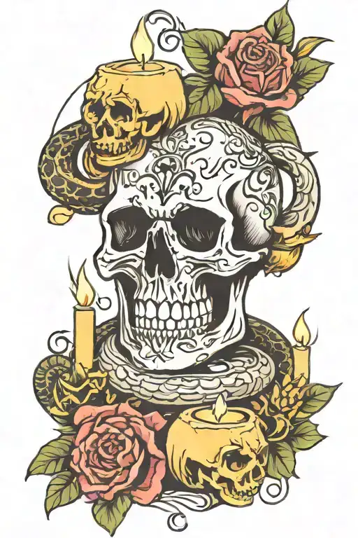 Candles Skulls And Snake