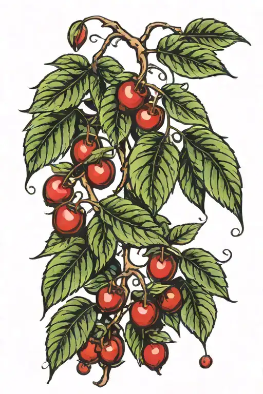 Coffee Plant Vine With Ripe Cherries