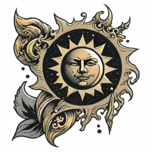 Sun With Stars Dripping From It