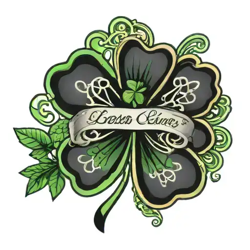4 Leaf Clover And Banner Script