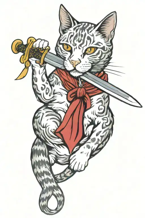 Cat With Sword In Mouth