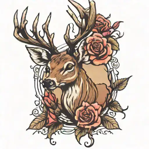 Deer With A Rose Torn Sticking In It's Back