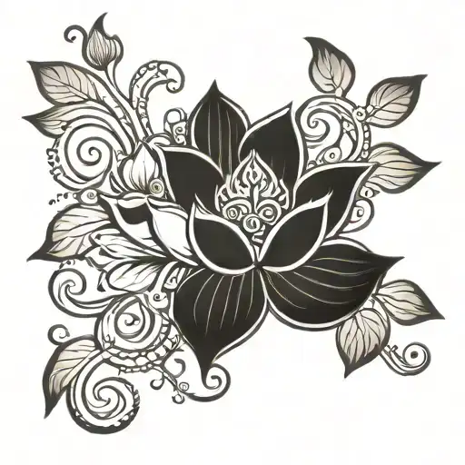 Unalome Symbol With Lotus