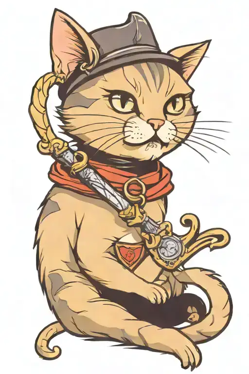 Cat With Sword In Mouth