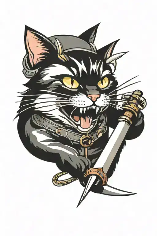 Cat With Sword In Mouth