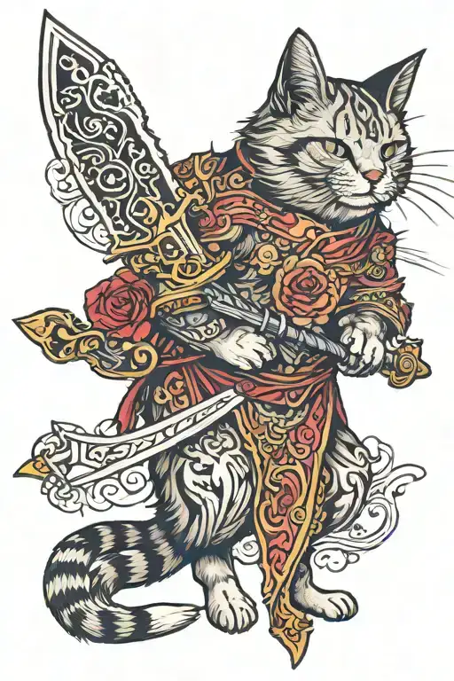 Cat With Sword In His Mouth