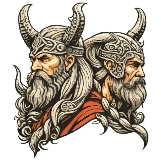Odin And Thor Viking With Beard