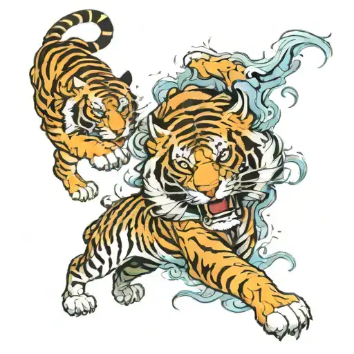 An Angry Tiger And A Well-intentioned Lion Fighting With Him