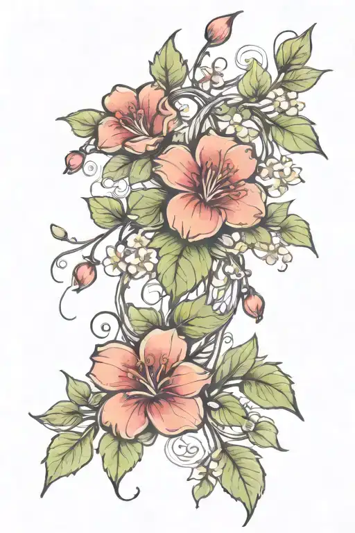 Vine And Small Flowers Wrapped