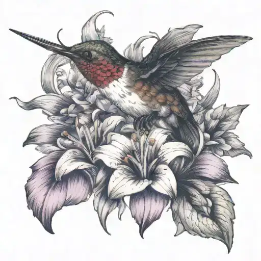 Hummingbird With Aster Flower Gladiolus Flower Violet Flower Narcissus Flower Forget Me Not Flowers