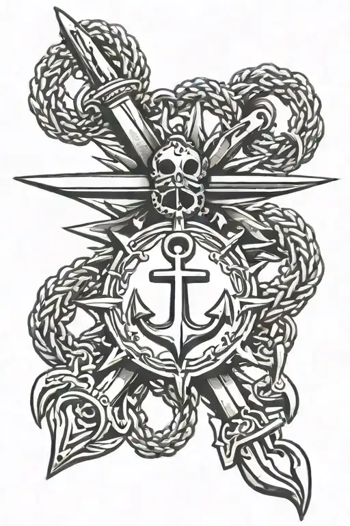 Spikey Chain With Anchor Attached Going