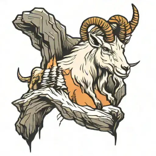 Mountain And Mountain Goat