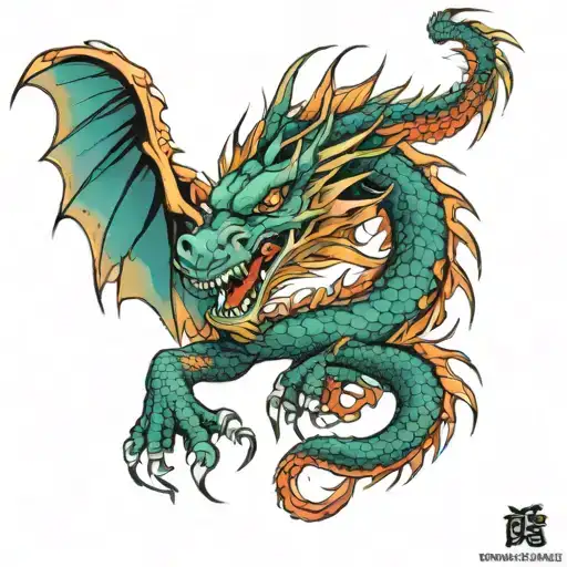 A Yakuza Leader Symbolized By A Fierce Dragon With Intricate Details And Vibrant Colors