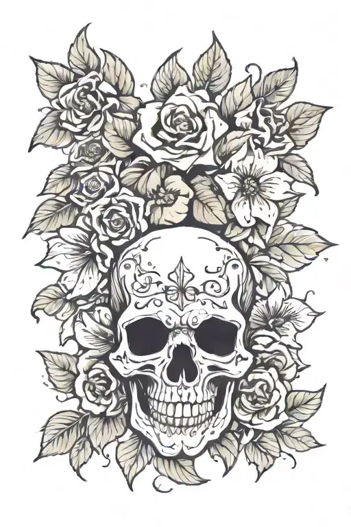 Skull And Flowers
