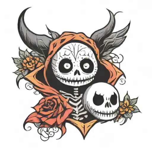 Baby Jack Skellington And Zero As A Blanket Over Jack's Head