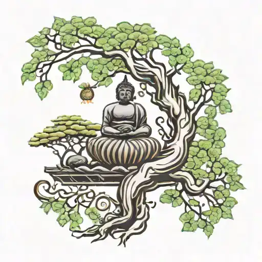 Buddha Tree Of Life Shoulder Tattoo Design